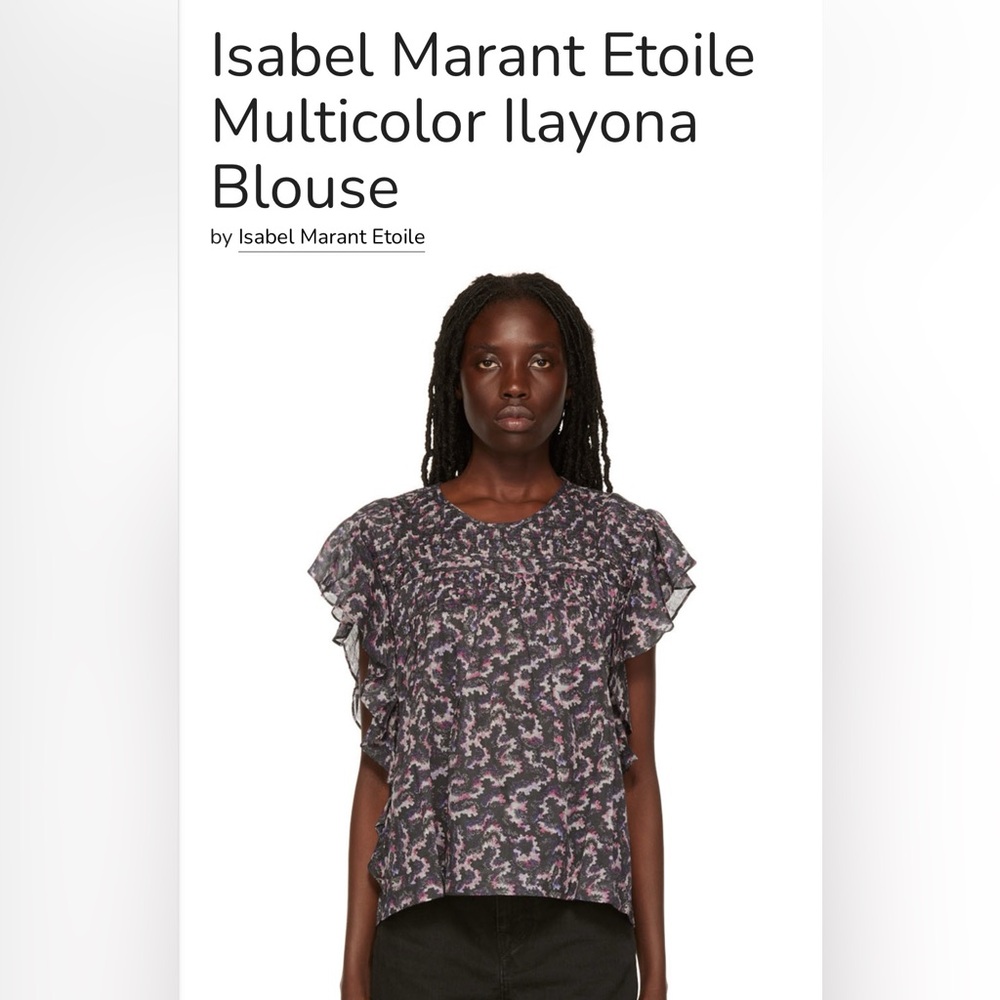 Isabel Marant Étoile Ilayona Multicolor Airy Cotton Ruffle Sleeve Blouse Small